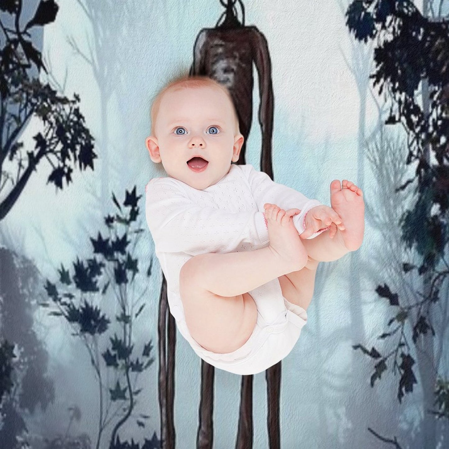 Siren Head in Dark Forest Throw Blanket