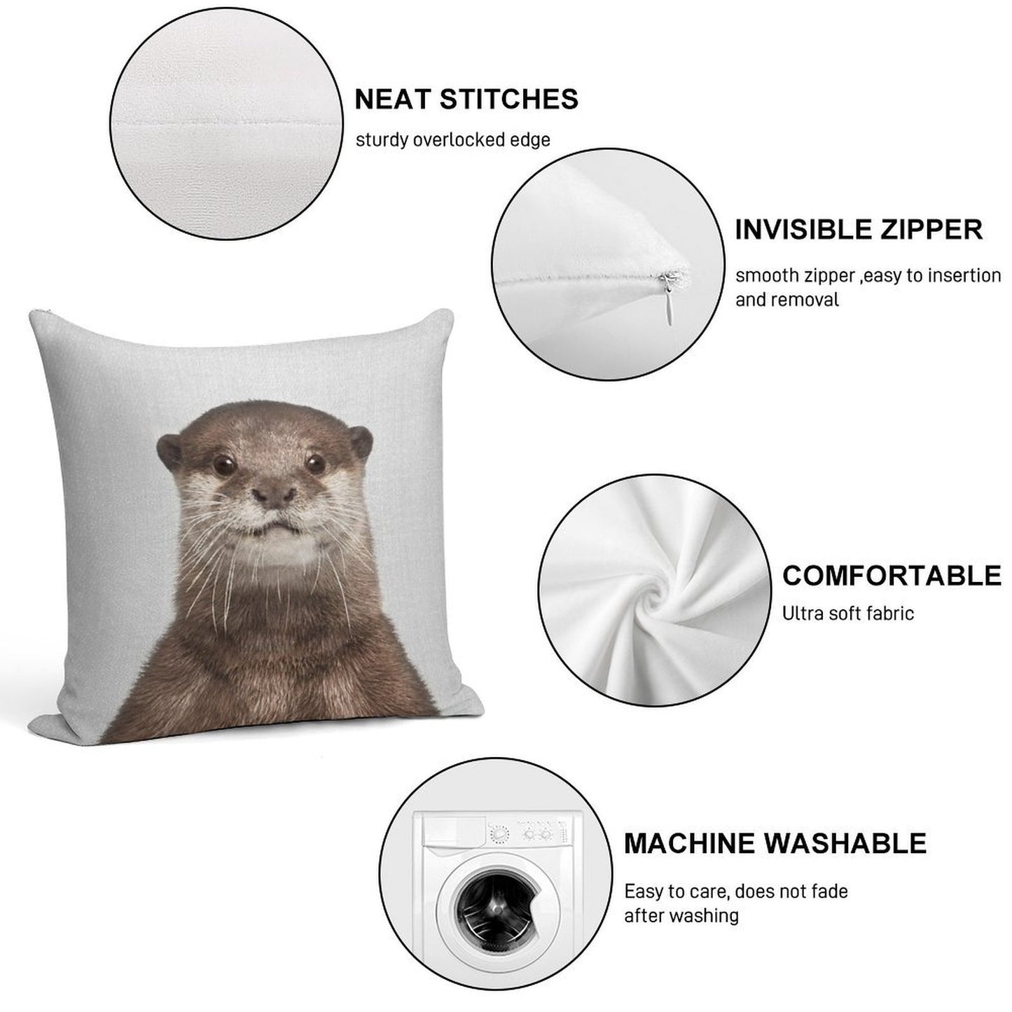 Otter - Colorful Soft Shrink-Resistant Throw Pillow
