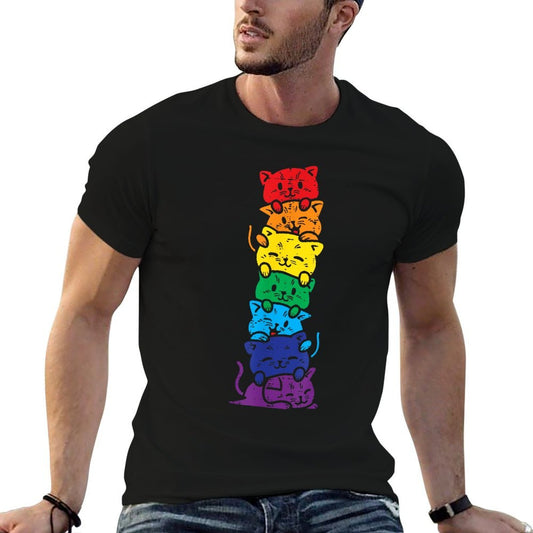 Cat Stack Rainbow Gay Pride Cute LGBT Animal Pet Lover Gift  Classic T-Shirt