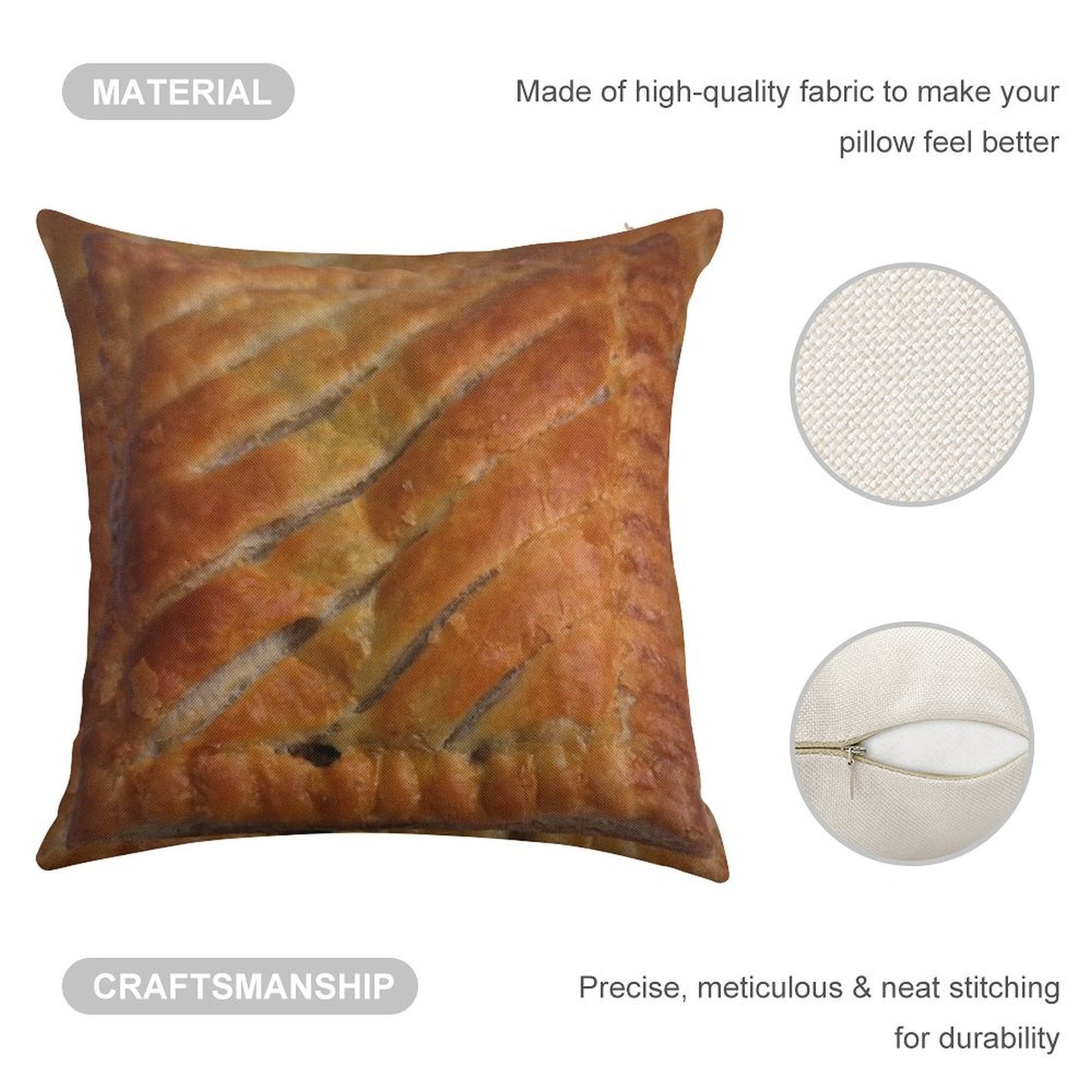 Greggs Steak Bake Linen Throw Pillow Cover