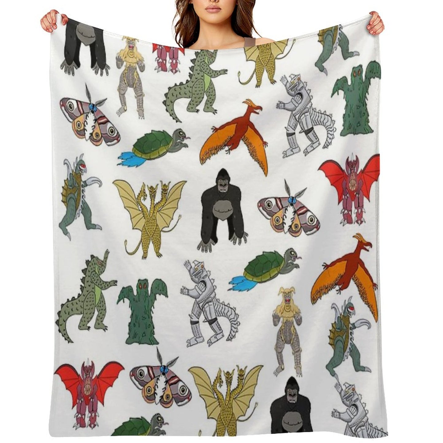 Colorful Kaiju Throw Blanket