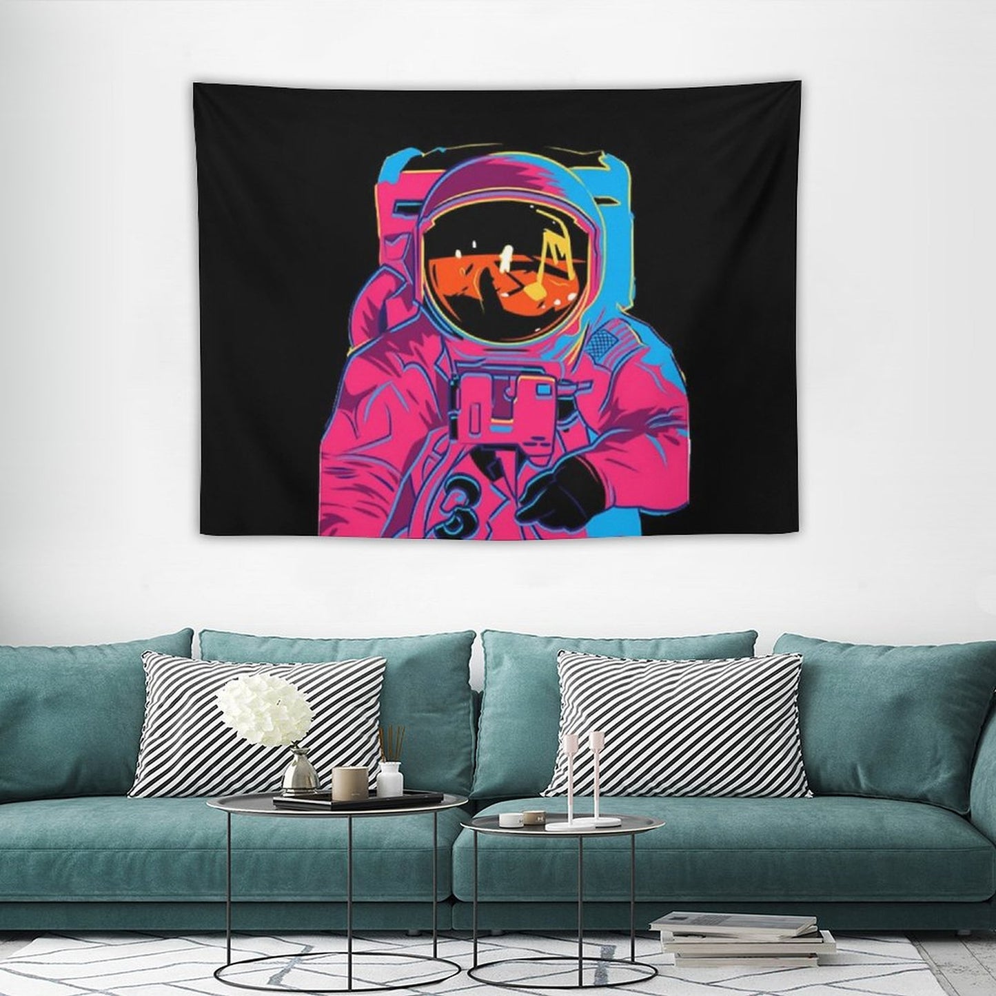 Trippy Rainbow Astronaut Tapestry