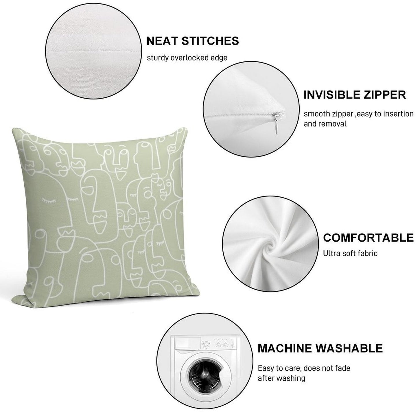 Sage Green Soft Bedroom Essential Throw Pillow