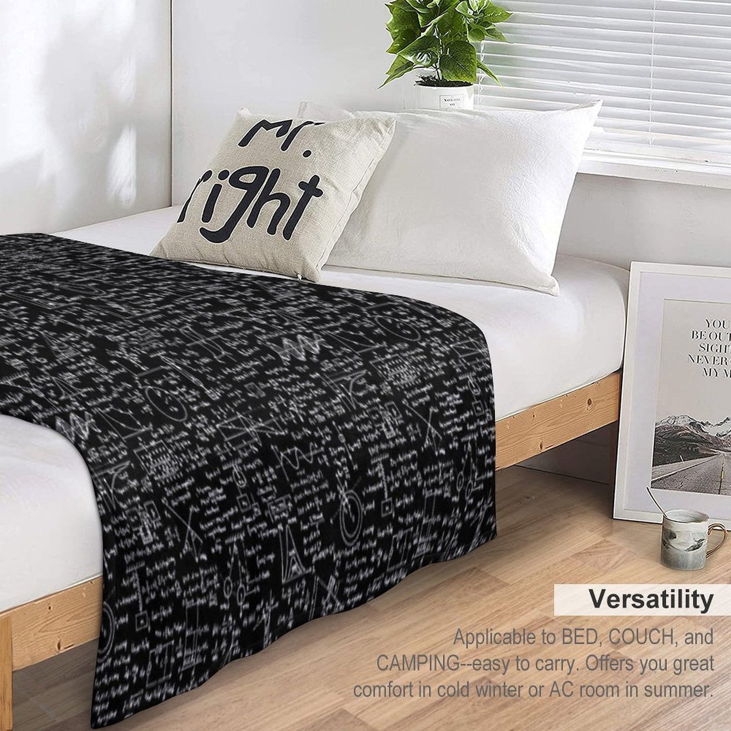 Physics Equations Black Throw Blanket