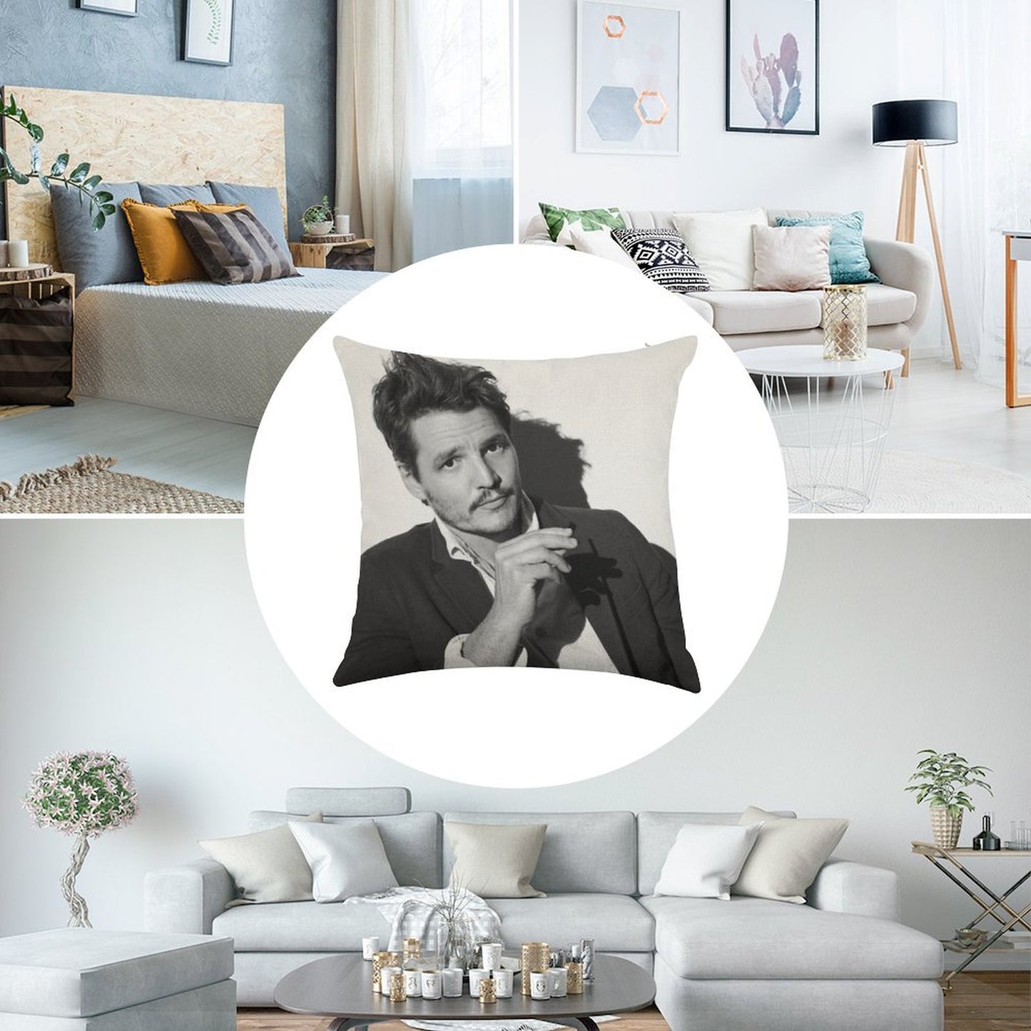 Pedro Pascal Linen Throw Pillow Cover
