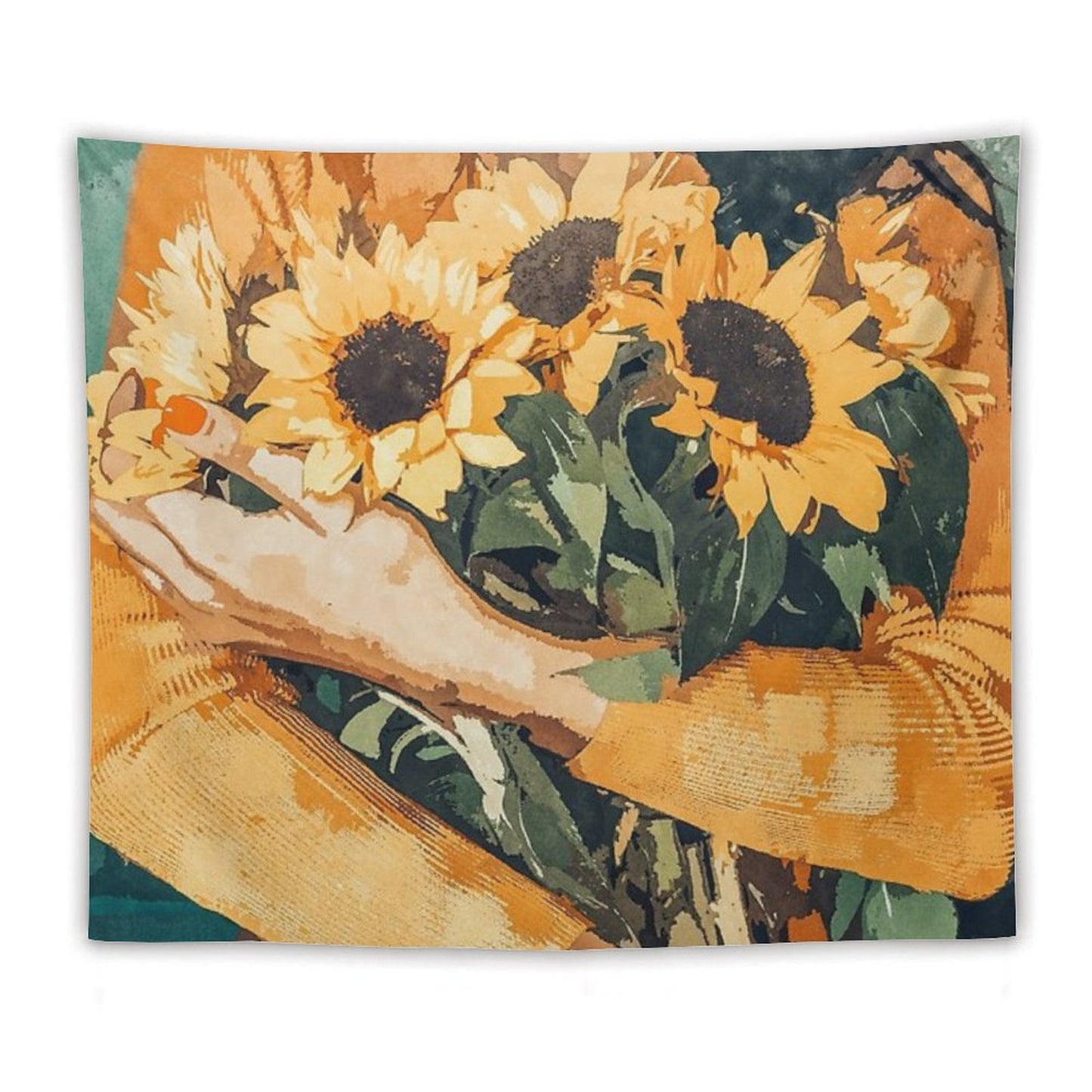 Holding Sunflowers Tapestry
