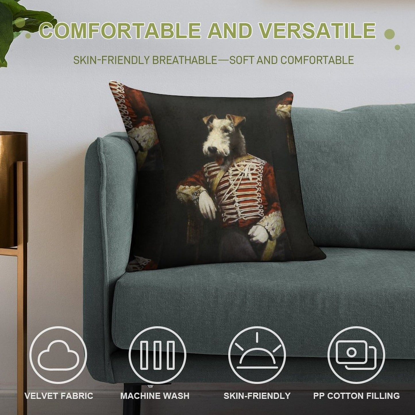 Victorian Fox Terrier In Uniform Soft Skin-Friendly Throw Pillow