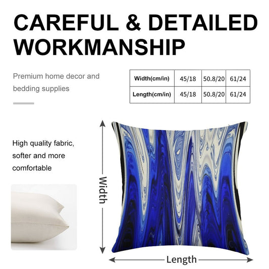 Zigzag Cobalt Blue Linen Throw Pillow Cover