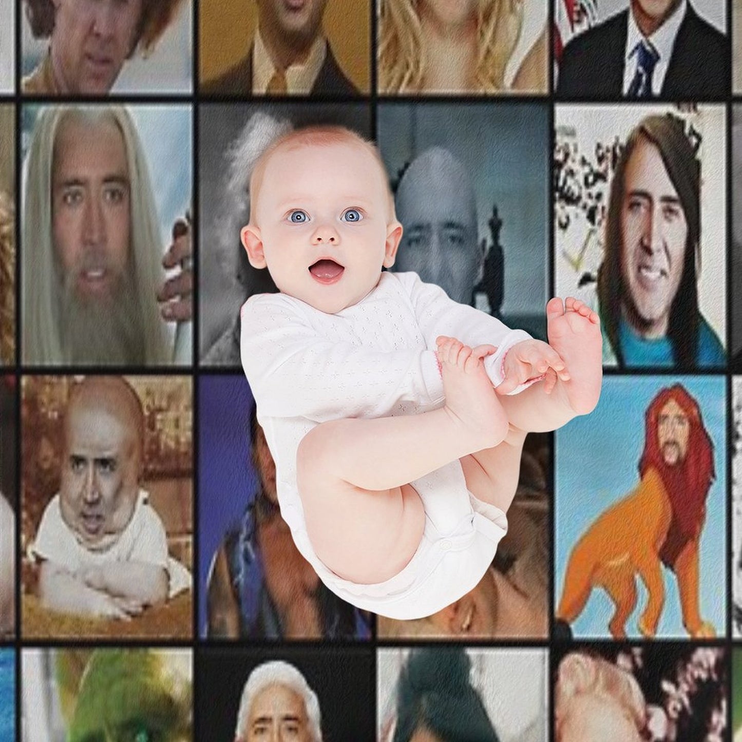 Nicholas Cage Pattern - Nicolas Cage - Nick Cage Nic Cage Throw Blanket