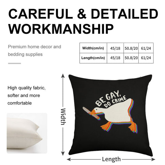 Be Gay Do Crime Goose Linen Throw Pillow Cover