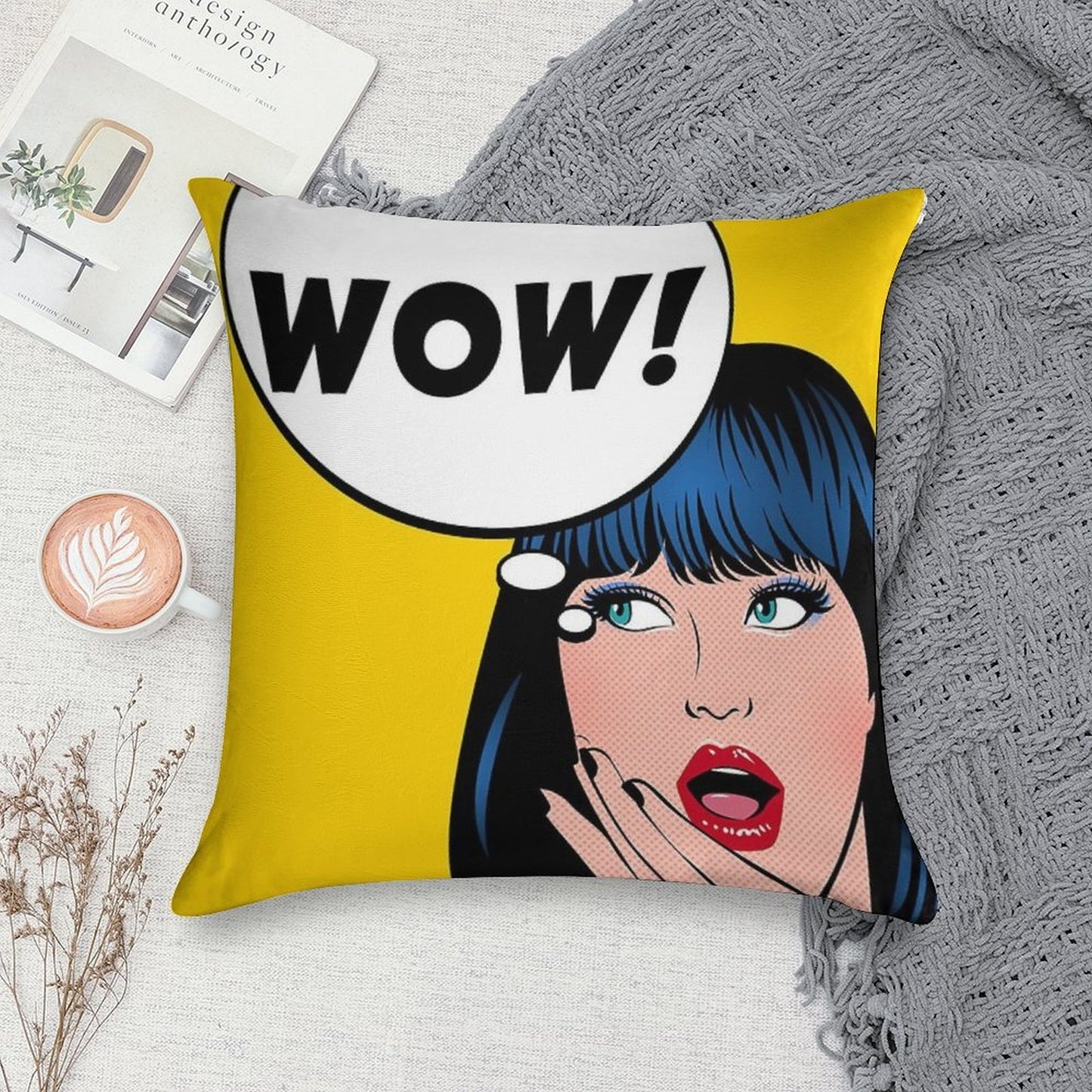Pop Art - Wow Apron Backpack Etc Soft Gift Ready Throw Pillow