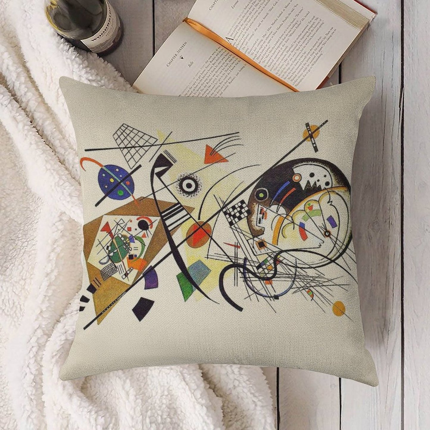 HD. Transverse Lines (1923), by Wassily Kandinsky Linen Throw Pillow Cover
