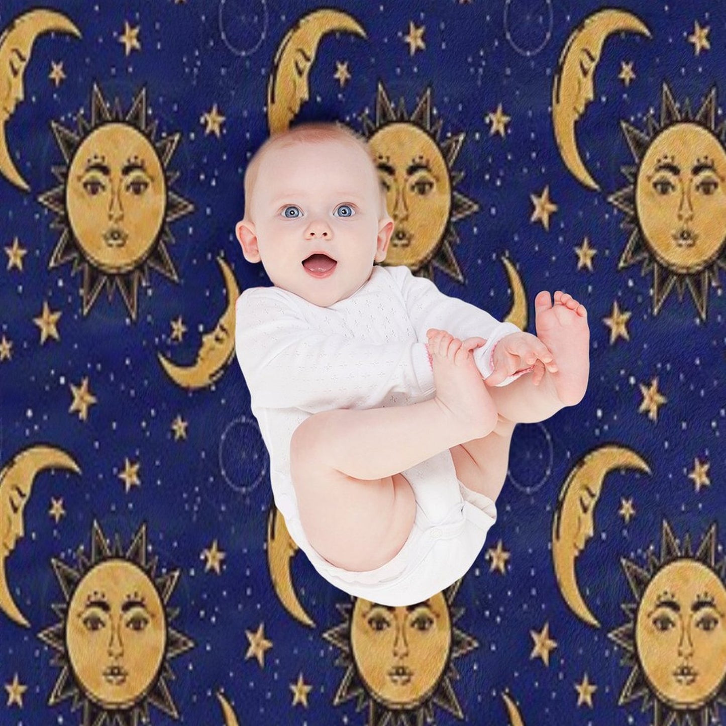 Vintage Moon And Sun Stars Celestial Throw Blanket