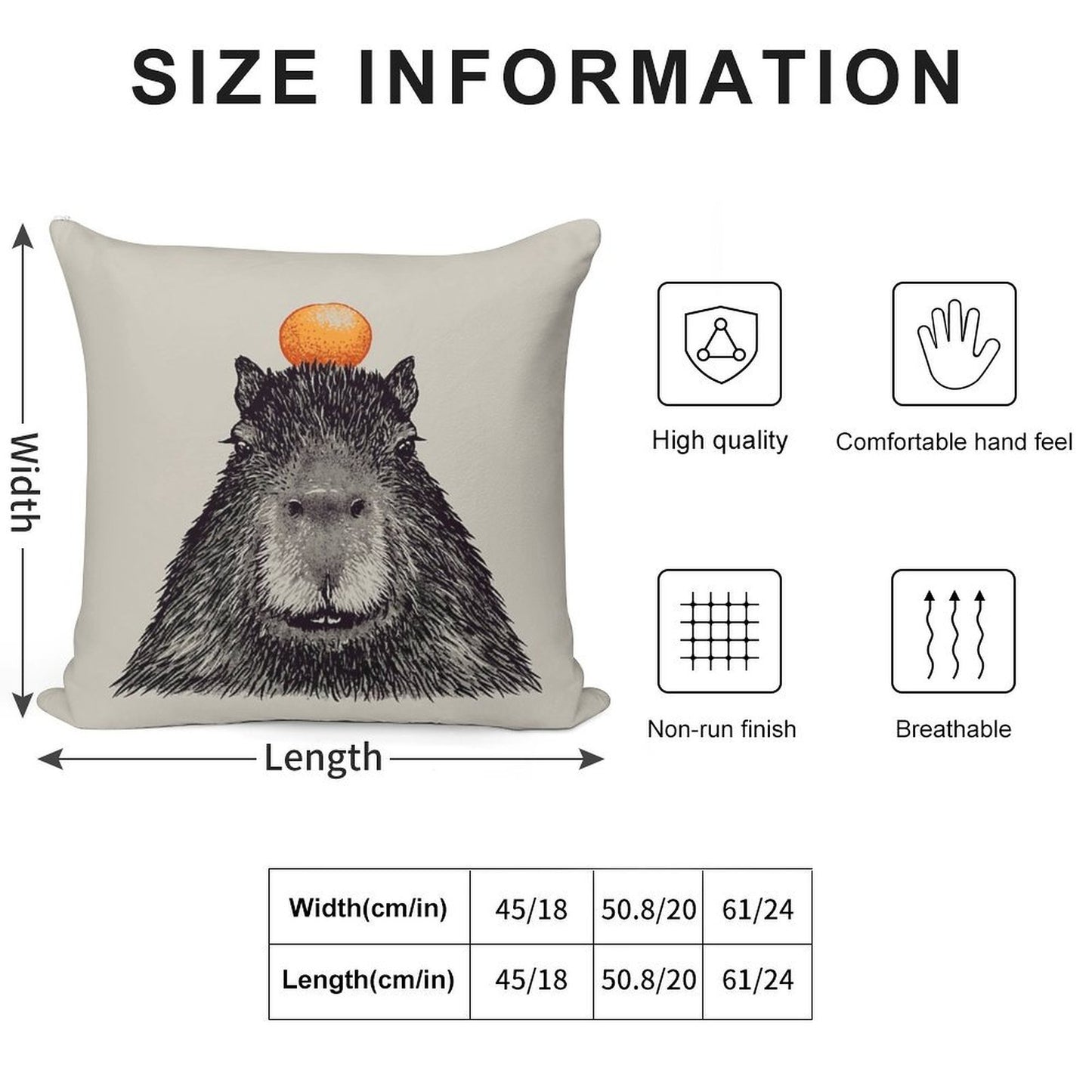Capybara  Orange  Capy Yuzu  Capybara with Orange on Head  His Name - Gort  Portrait Soft Fade-Resistant Throw Pillow