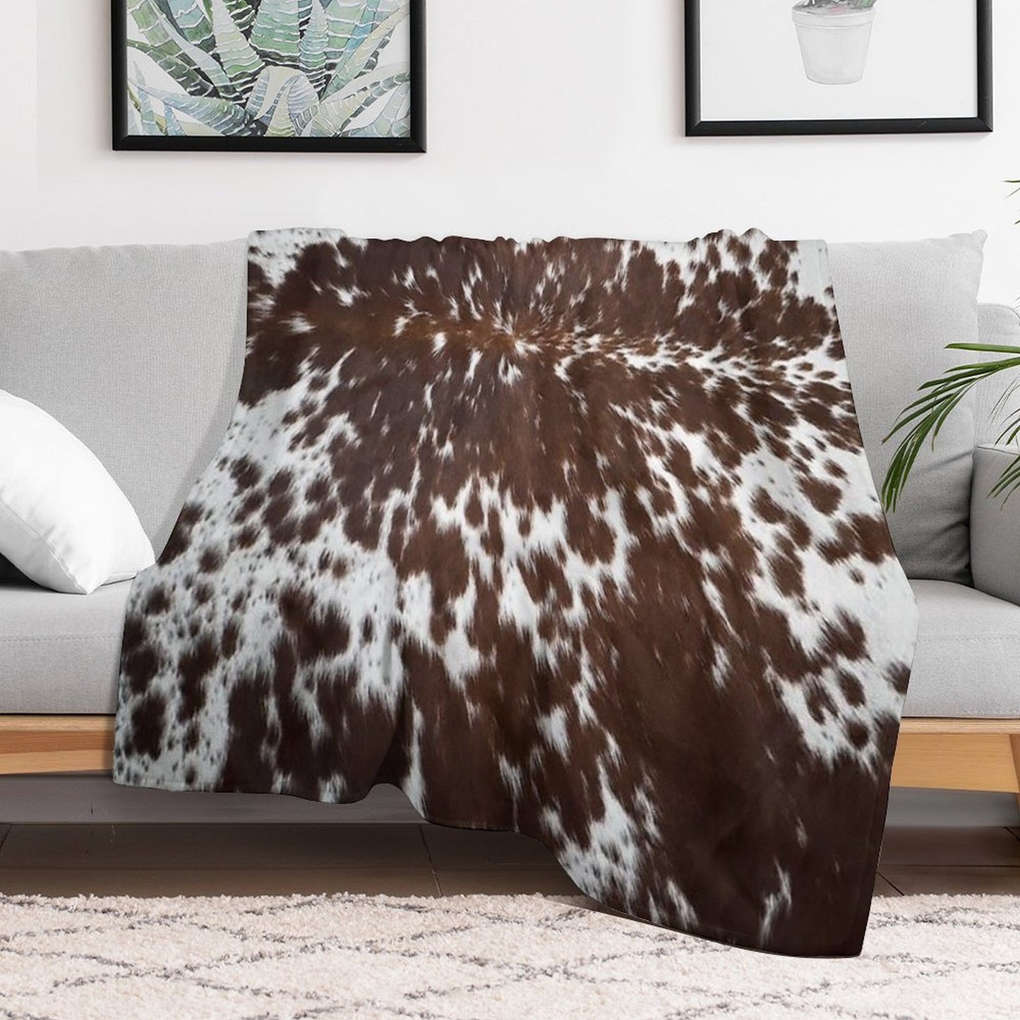 Western Cowhide – Brown And White Throw Blanket