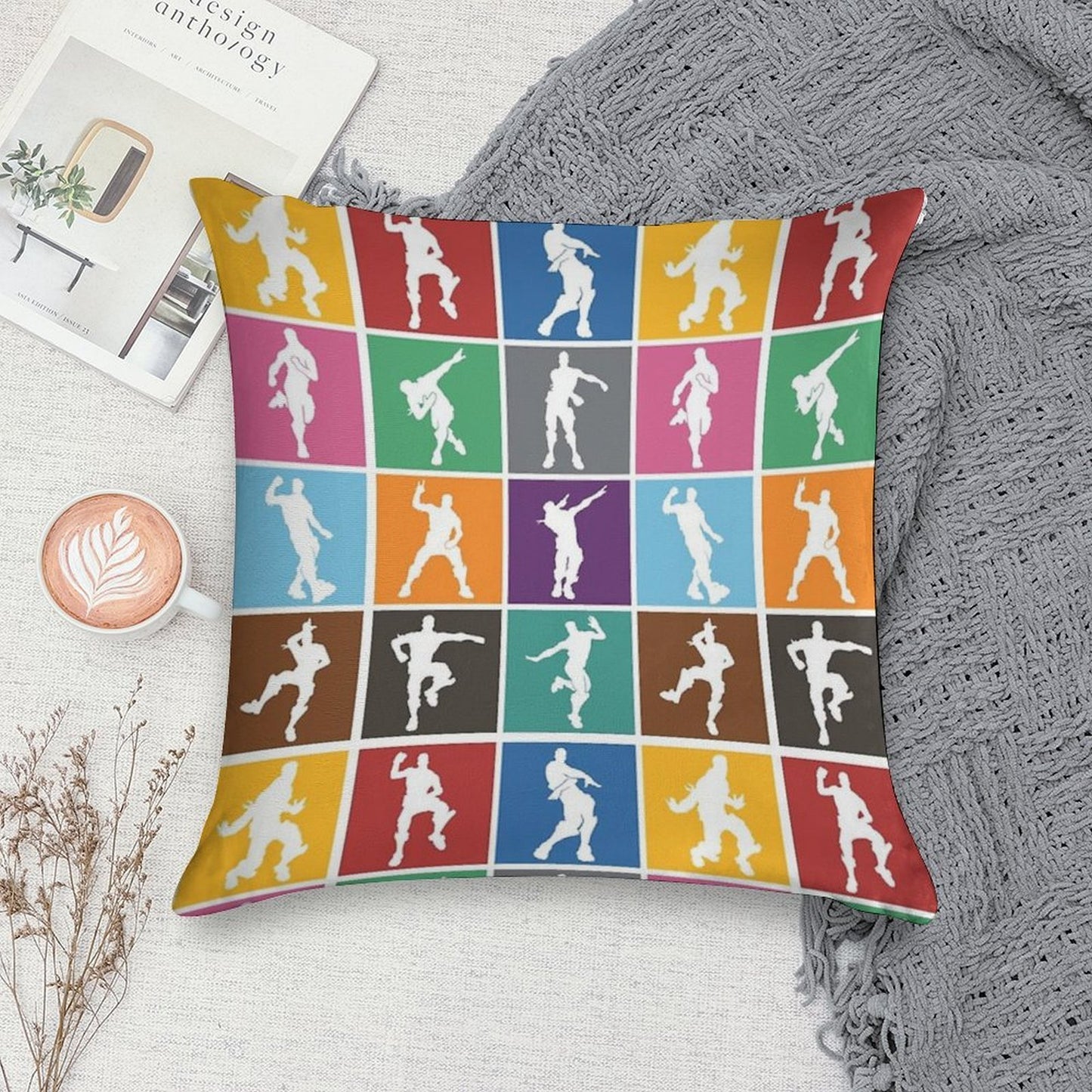 Battle Royale Victory Dance Rainbow Lattice Funny Soft Reinforced Edging Throw Pillow