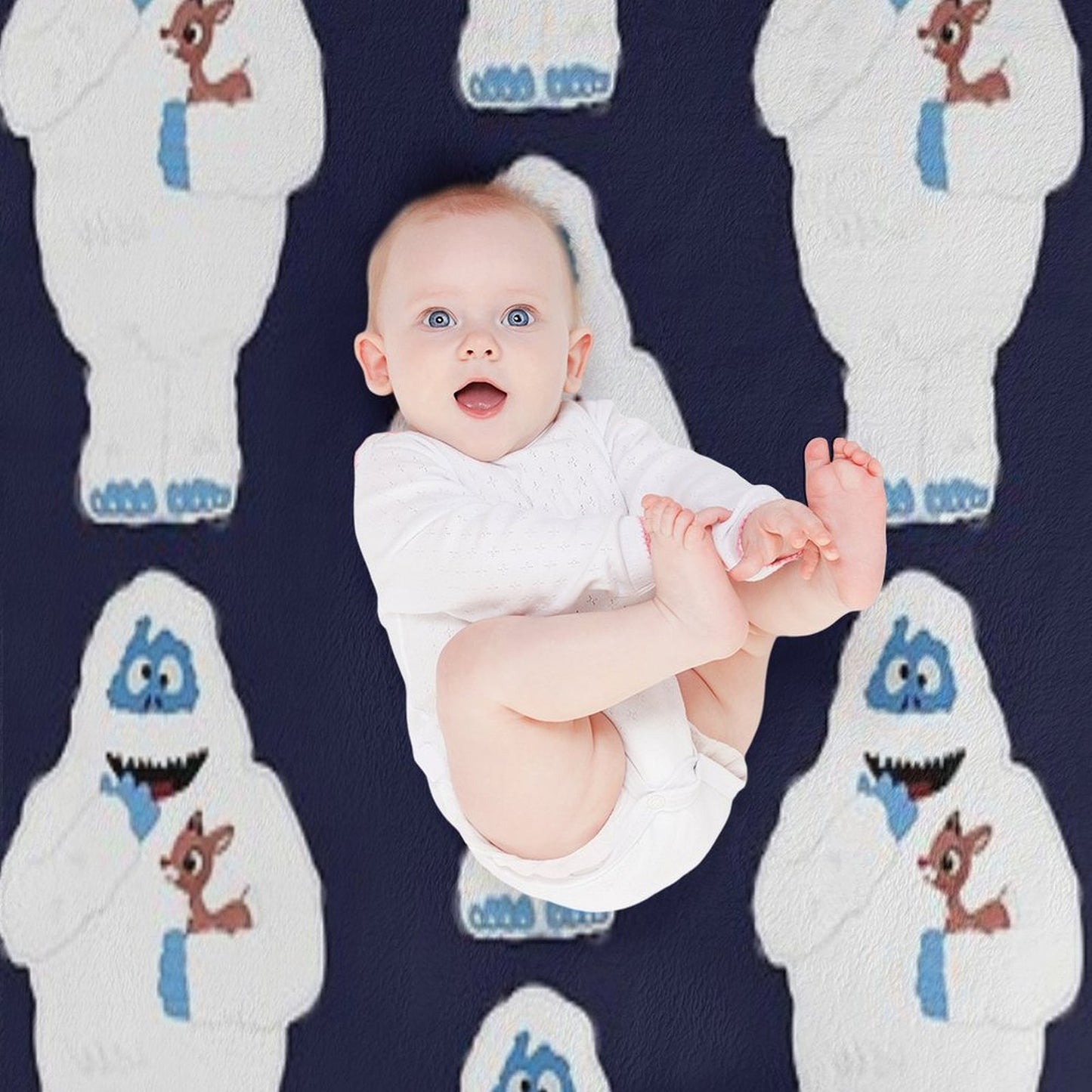 Classic Christmas Abominable Snowman with Rudolph © GraphicLoveShop Throw Blanket