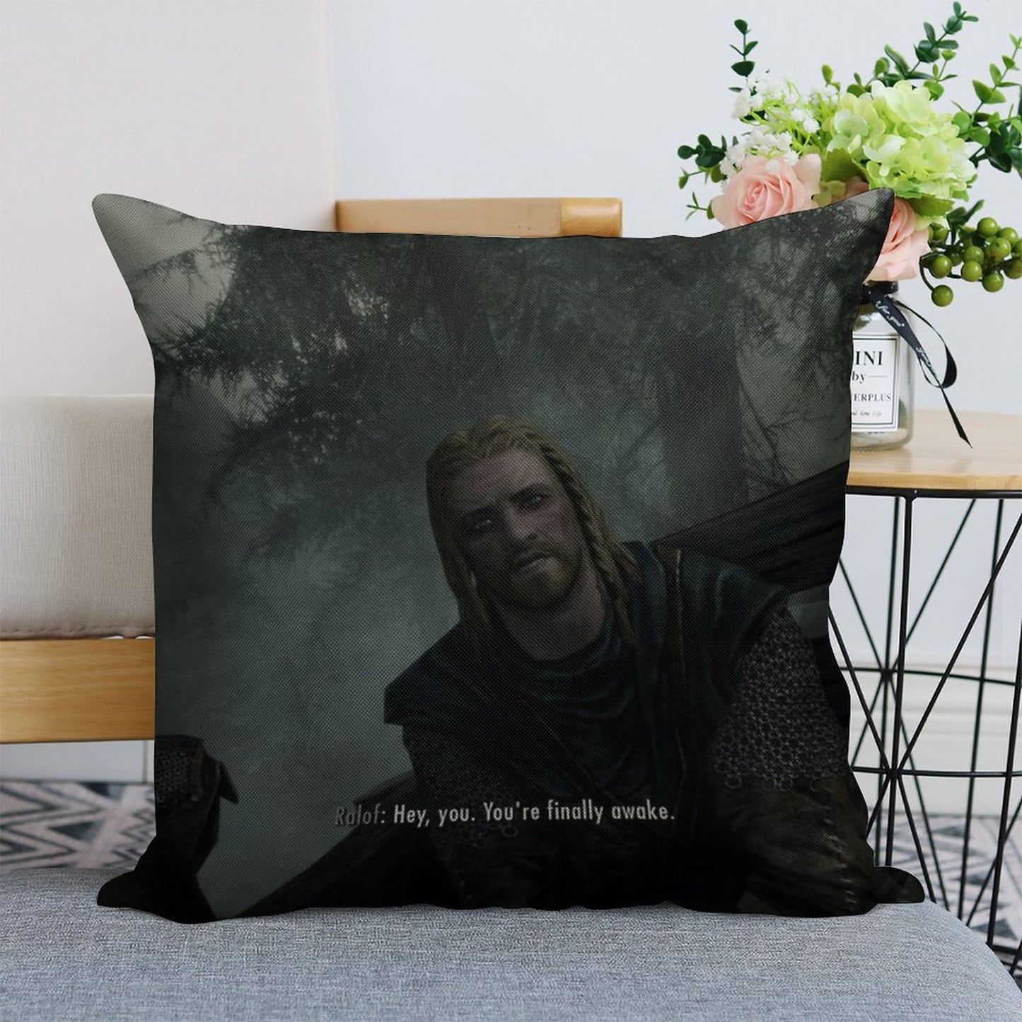 Youre Finally Awake! Linen Throw Pillow Cover