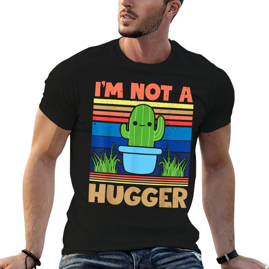 Im Not A Hugger Cactus Gifts Im Not A Hugger Cactus, Men's Unisex, Black, Small,, Graphic, Crew Neck, Classic Fit, Pullover, T-Shirt