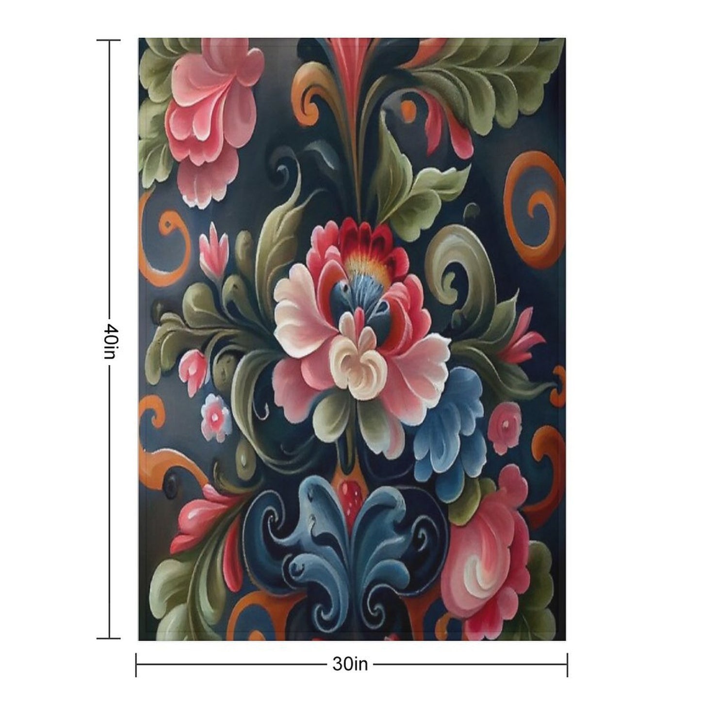 Norwegian Rosemaling-Oil On Canvas #9 Throw Blanket