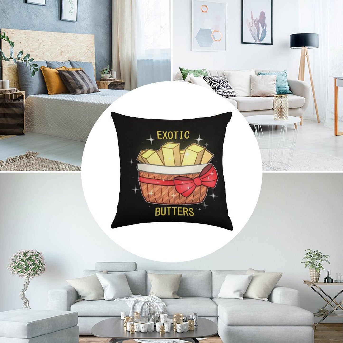 FNAF Exotic Butters Linen Throw Pillow Cover