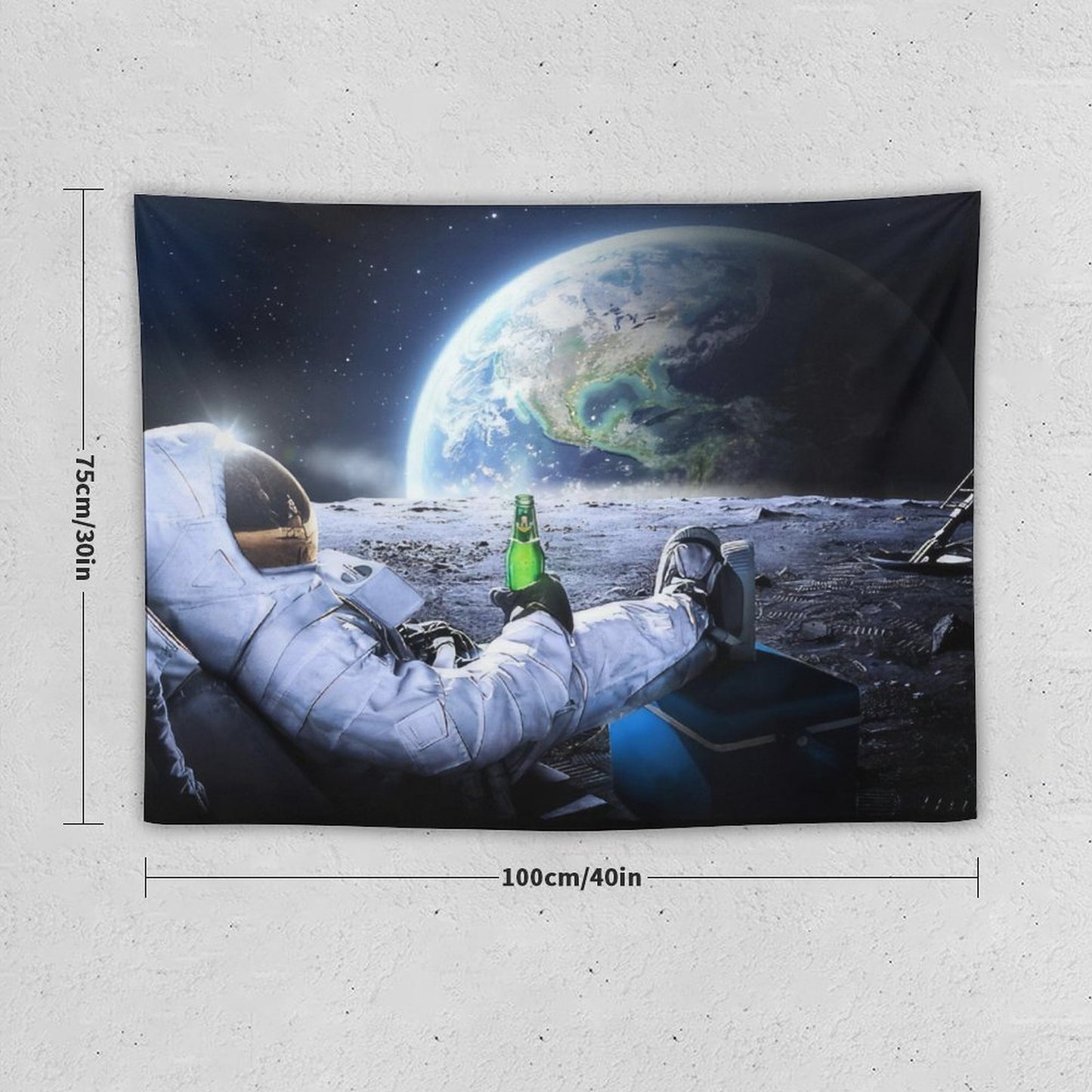 Astronaut on The Moon with Beer Tapestry