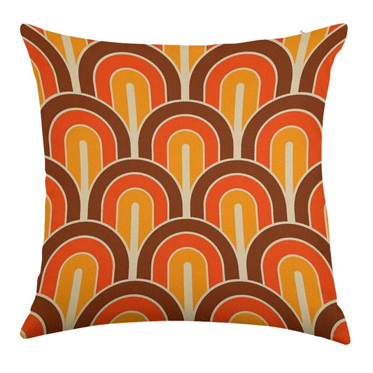 Retro Gradated Geometric Fan Pattern 821 Linen Throw Pillow Cover