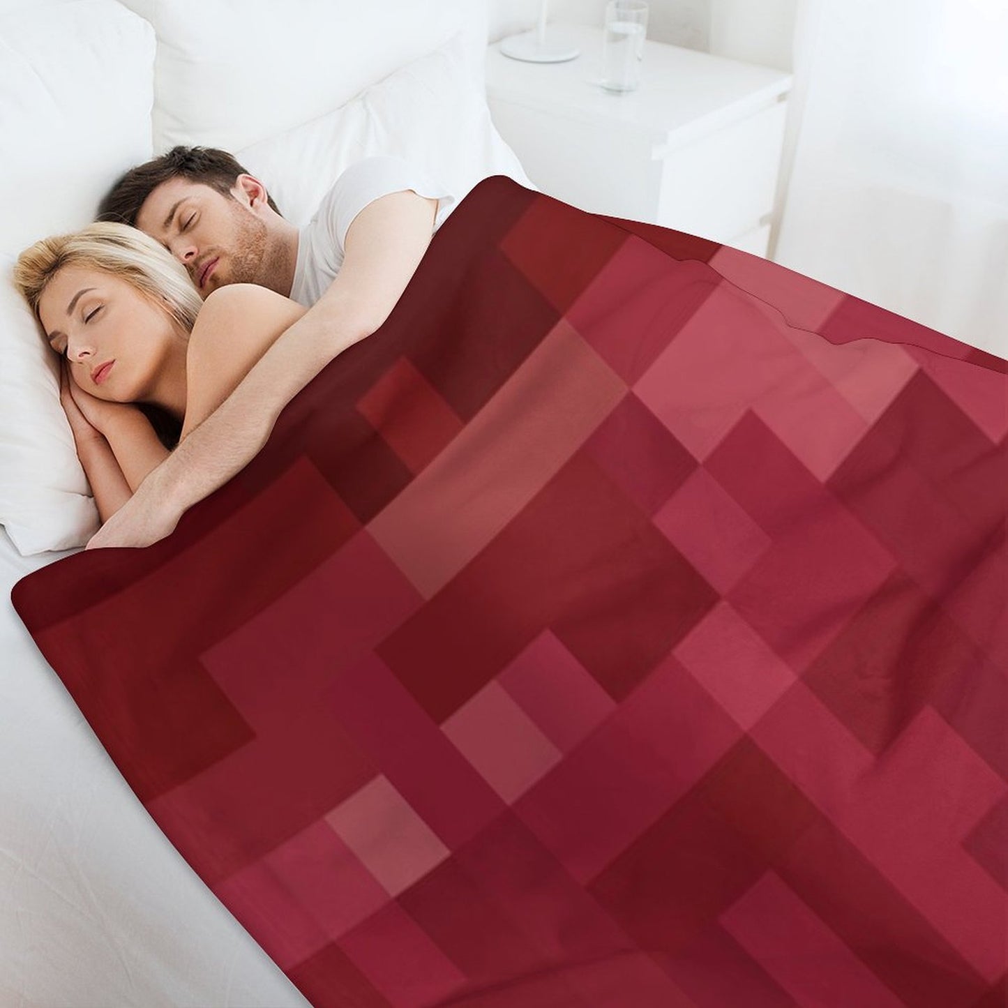 Red And White Pixel Design Throw Blanket