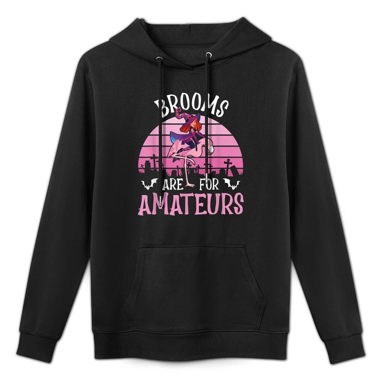 Brooms Are For Amateurs – Spooky Halloween Flamingo Unisex Design Hoodie