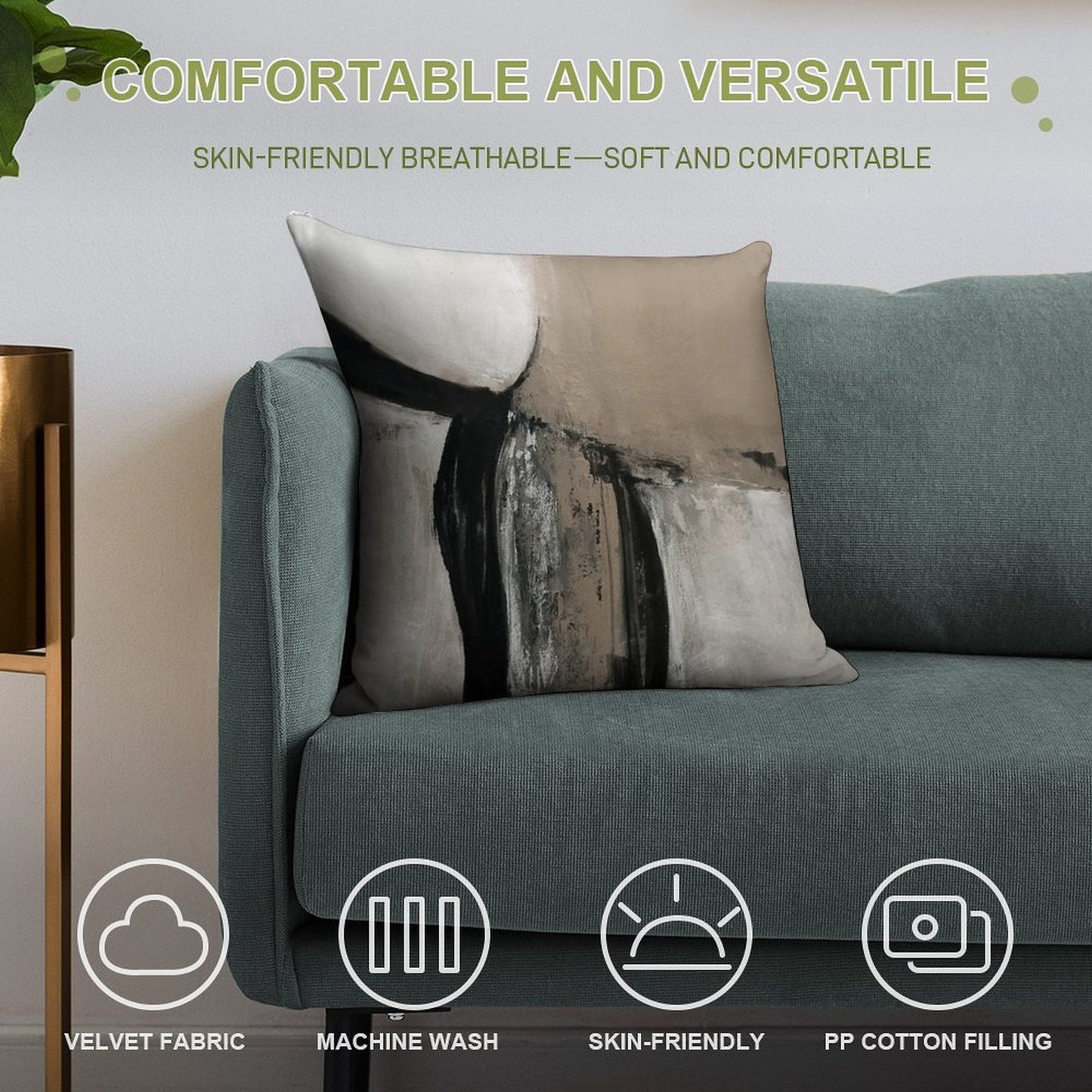 Neutral Abstract Soft Anti-Pilling Throw Pillow