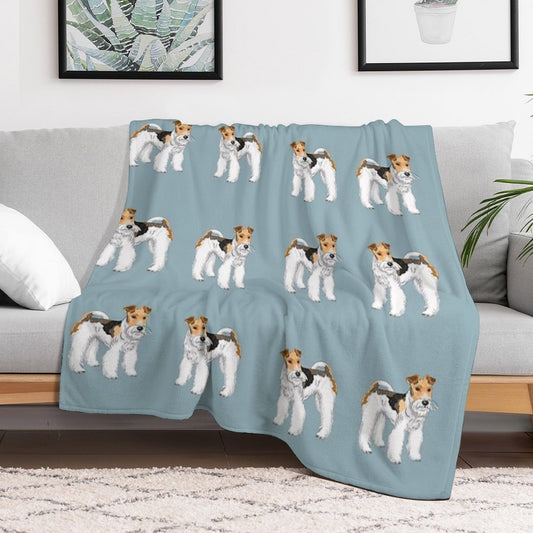 Retro Wire Haired Fox Terrier Design Throw Blanket