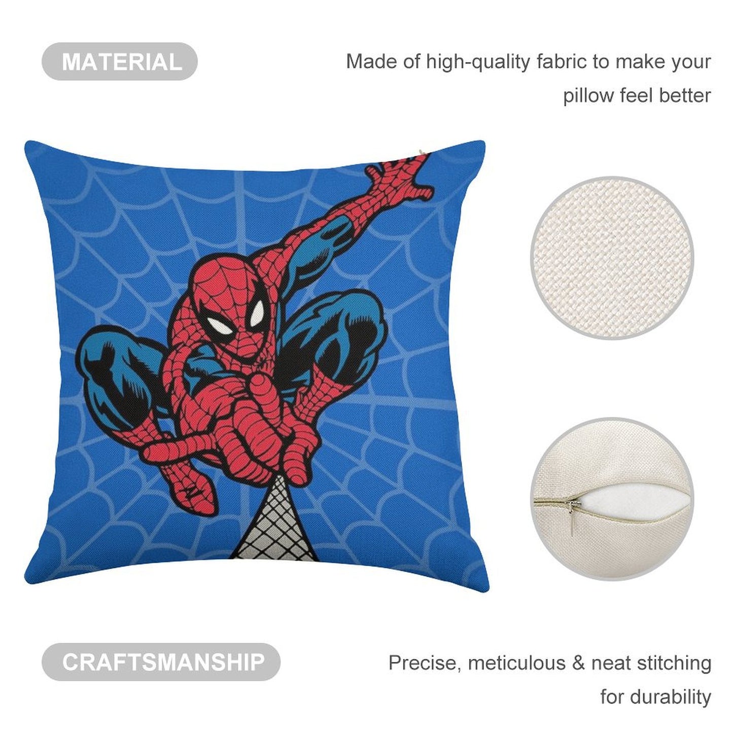 Spider Superhero Linen Throw Pillow Cover