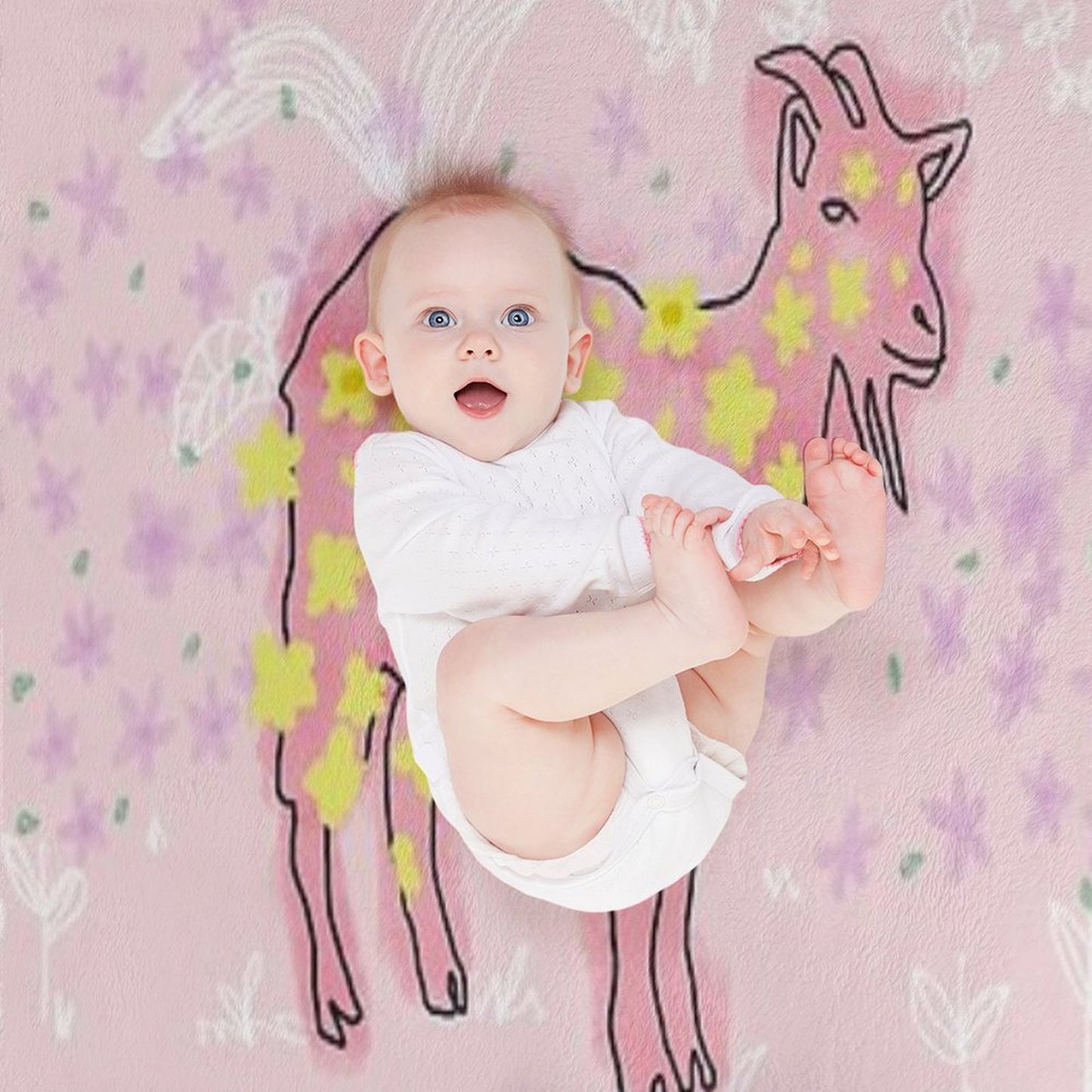 Goat Rolled on Flower Garden Throw Blanket