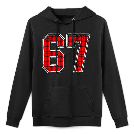 Funny Christmas 67 Six Seven Meme Red Plaidns Boys Xmas Layering Staple Hoodie