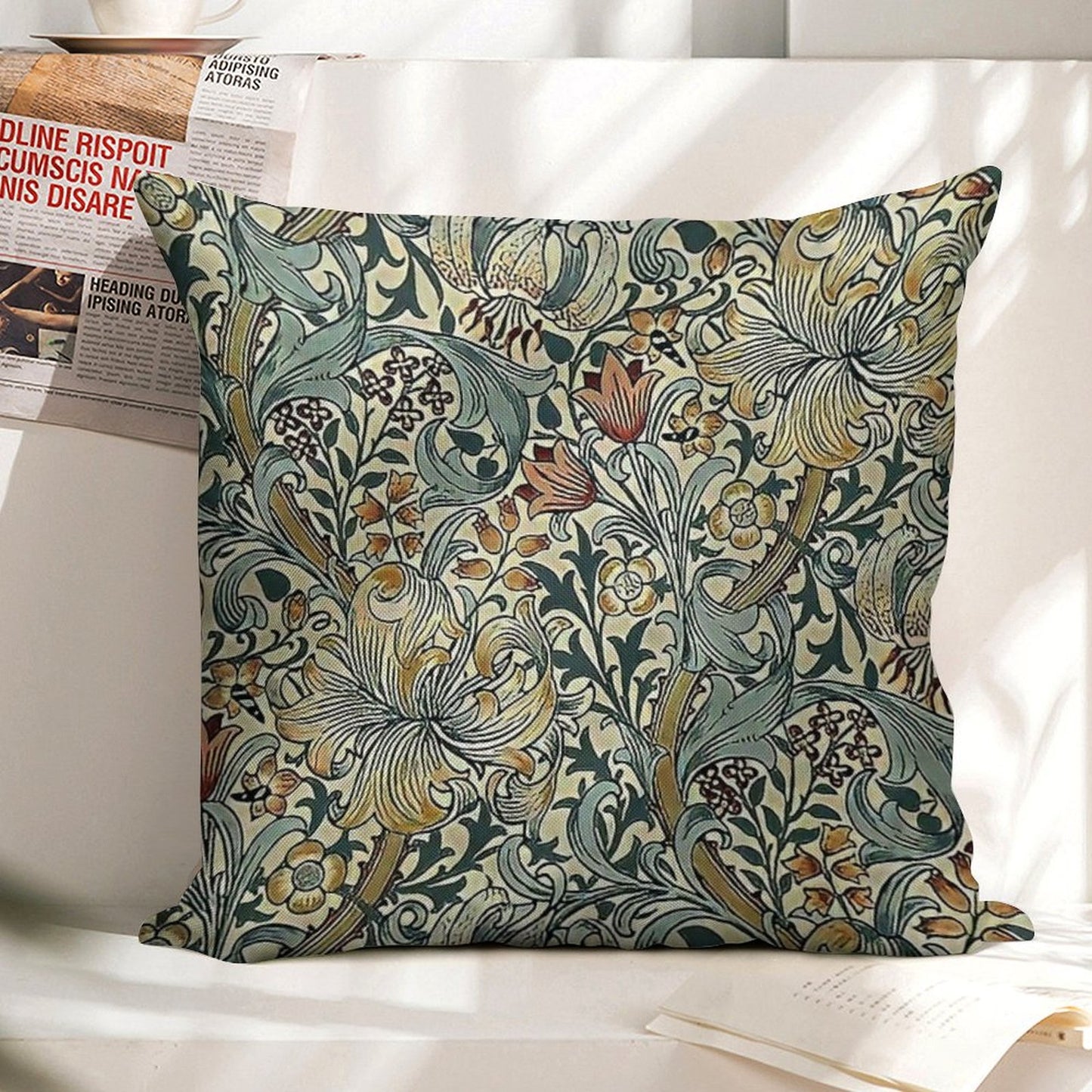William Morris - Floral Design Linen Throw Pillow Cover