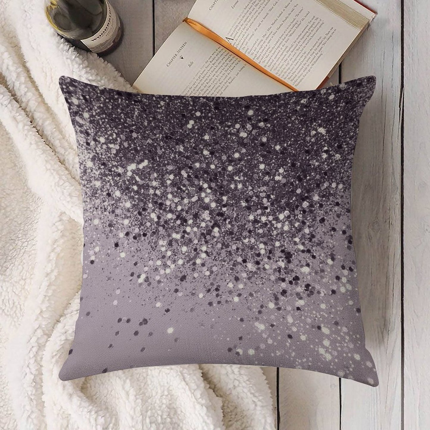 Lavender Lady Glam #2 (Photo of Glitter Only - Not Reflective) Linen Throw Pillow Cover