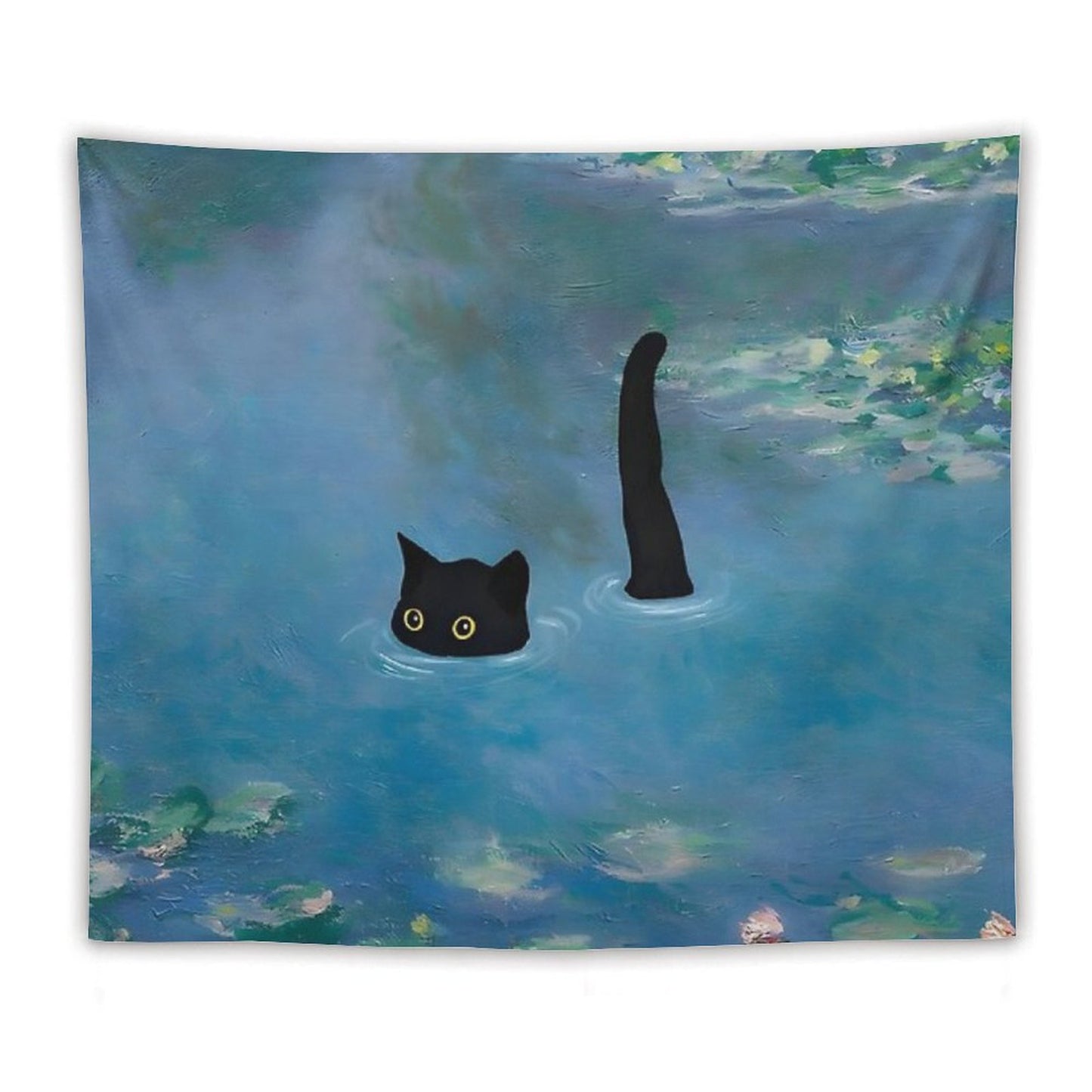 Cat Print Monet Waterlily Tapestry