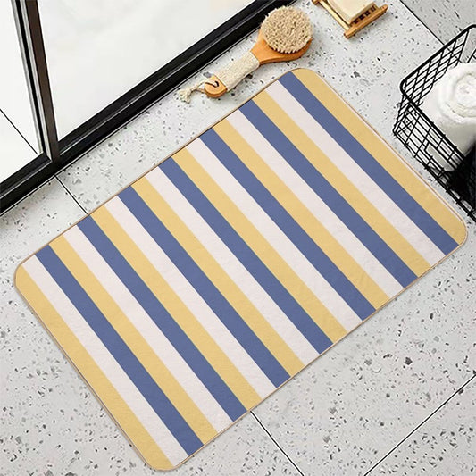 Blue Yellow Stripes - Striped Bath Mat