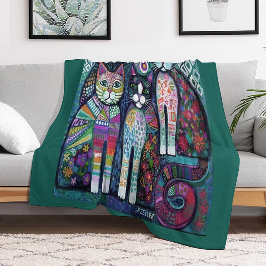 Quirky Cats Throw Blanket