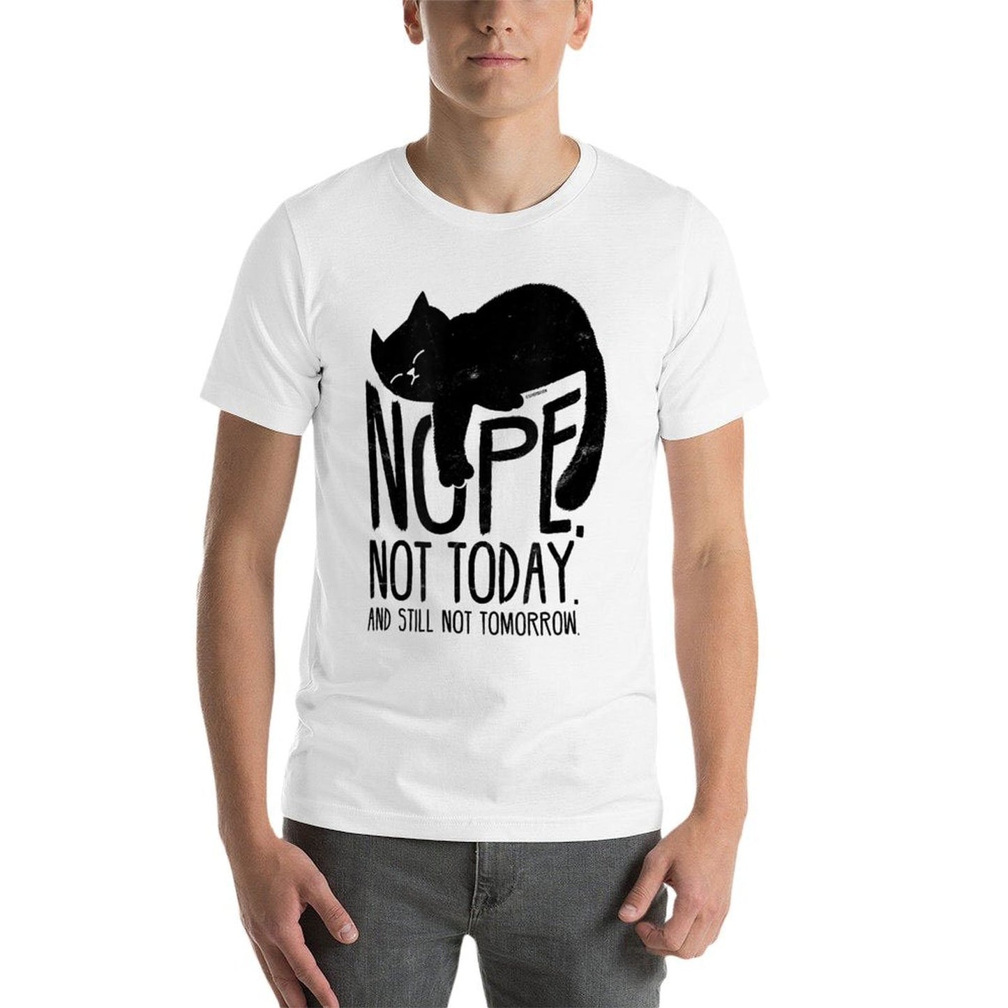 Cat Motive Funny Fun Retro Nope Not Today Durable T-Shirt