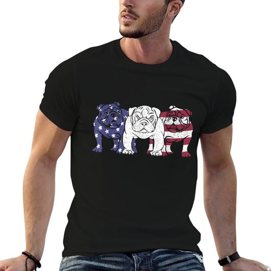 Unique English Bulldog Dog American Flag Retro Puppy Lover T-Shirt