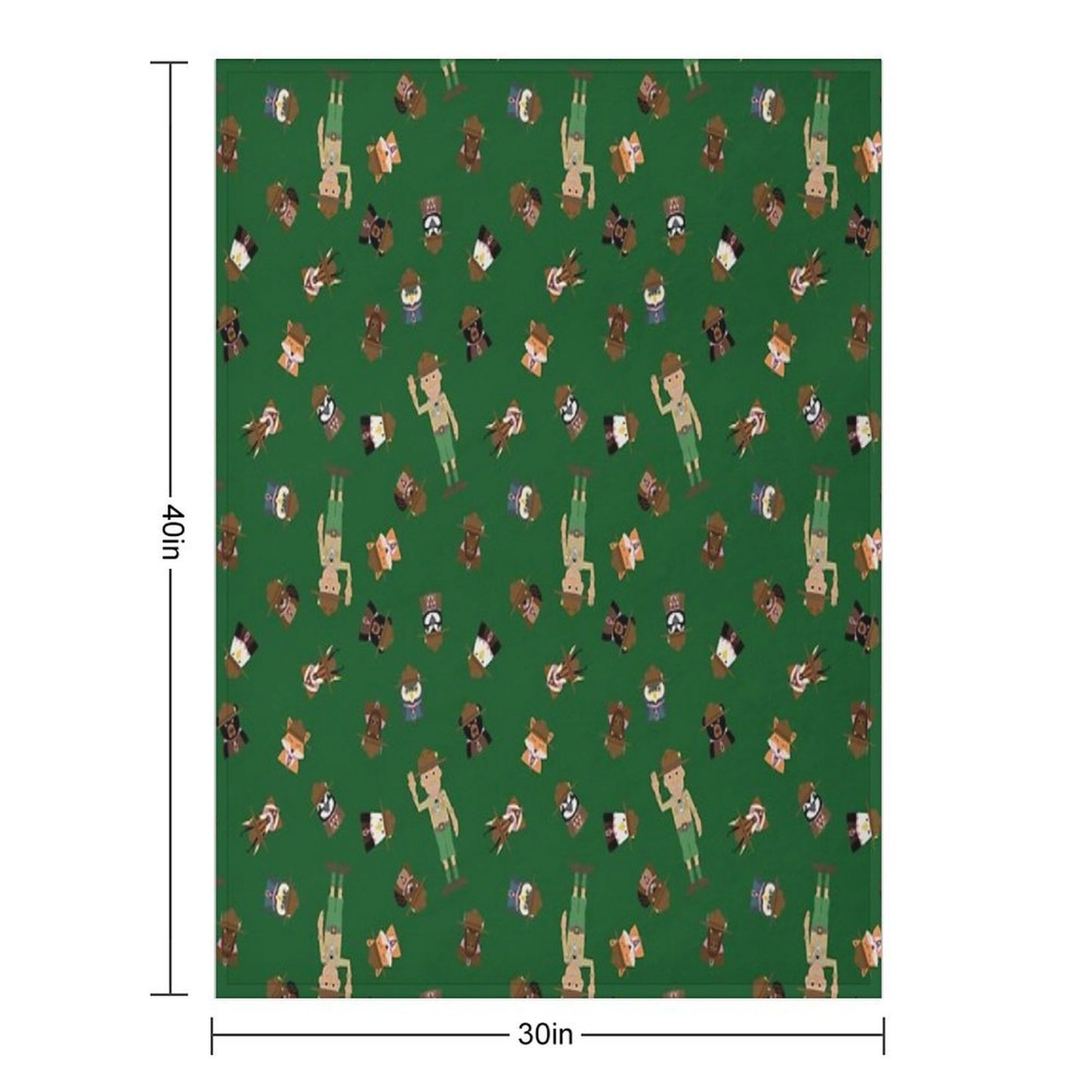 Wood Badge Patrol Critters - Baden-Powell Pattern - Green Throw Blanket