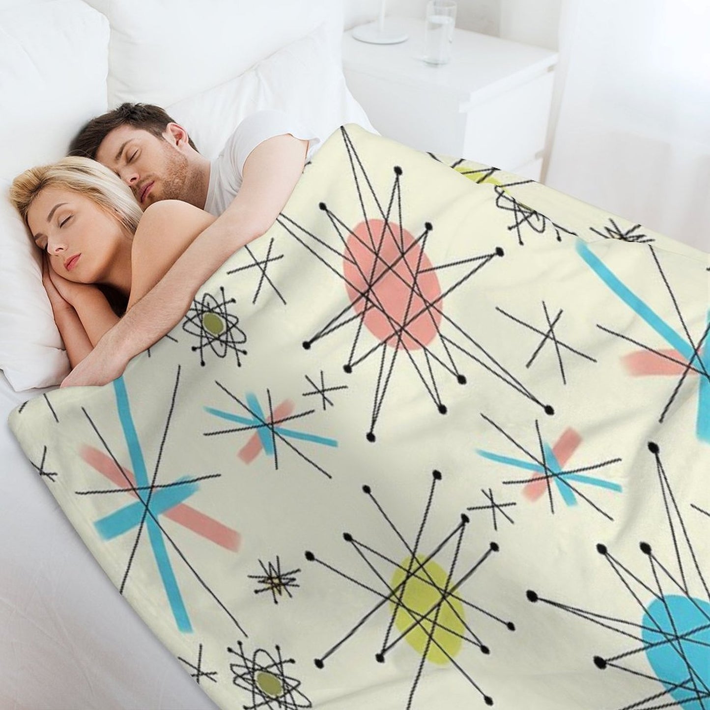 1950's Atomic Starburst Throw Blanket