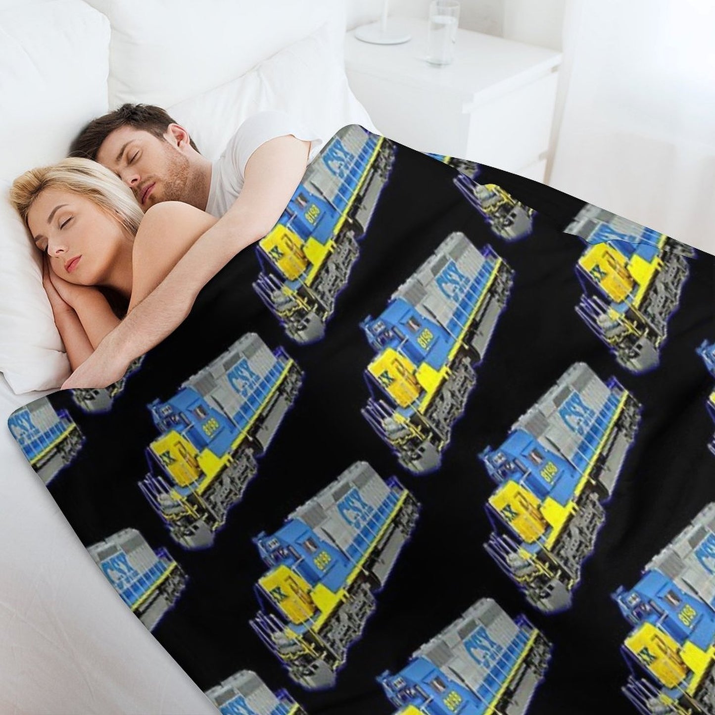 Freight Train CSX Engine Throw Blanket