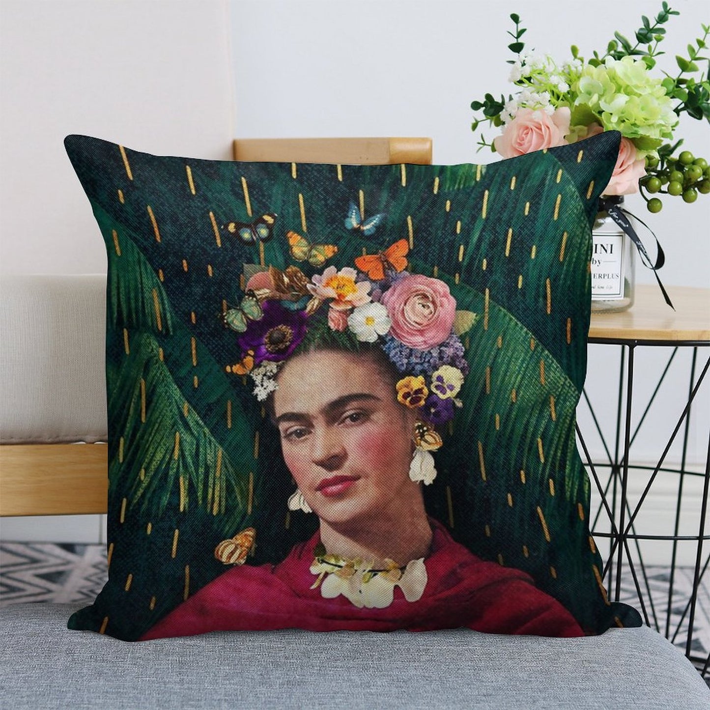 Frida Kahlo  World Women's Day Linen Throw Pillow Cover