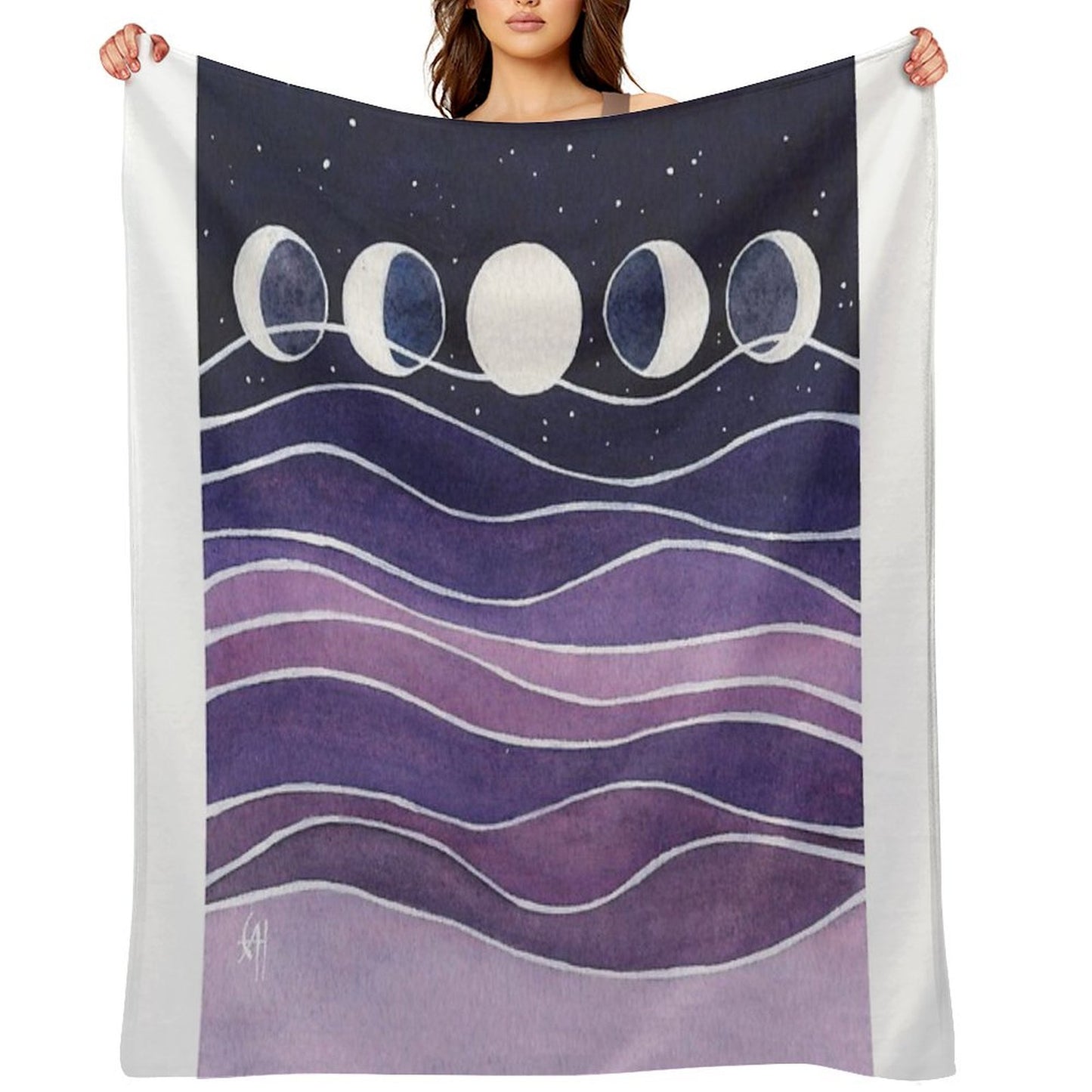 Purple Mountains And Moon Throw Blanket