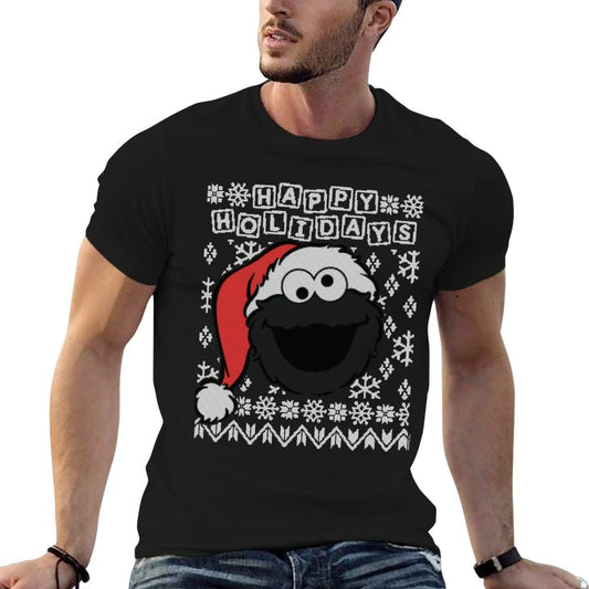 Sesame Street Cookie Monster Ugly Christmas Fade-proof Color T-Shirt
