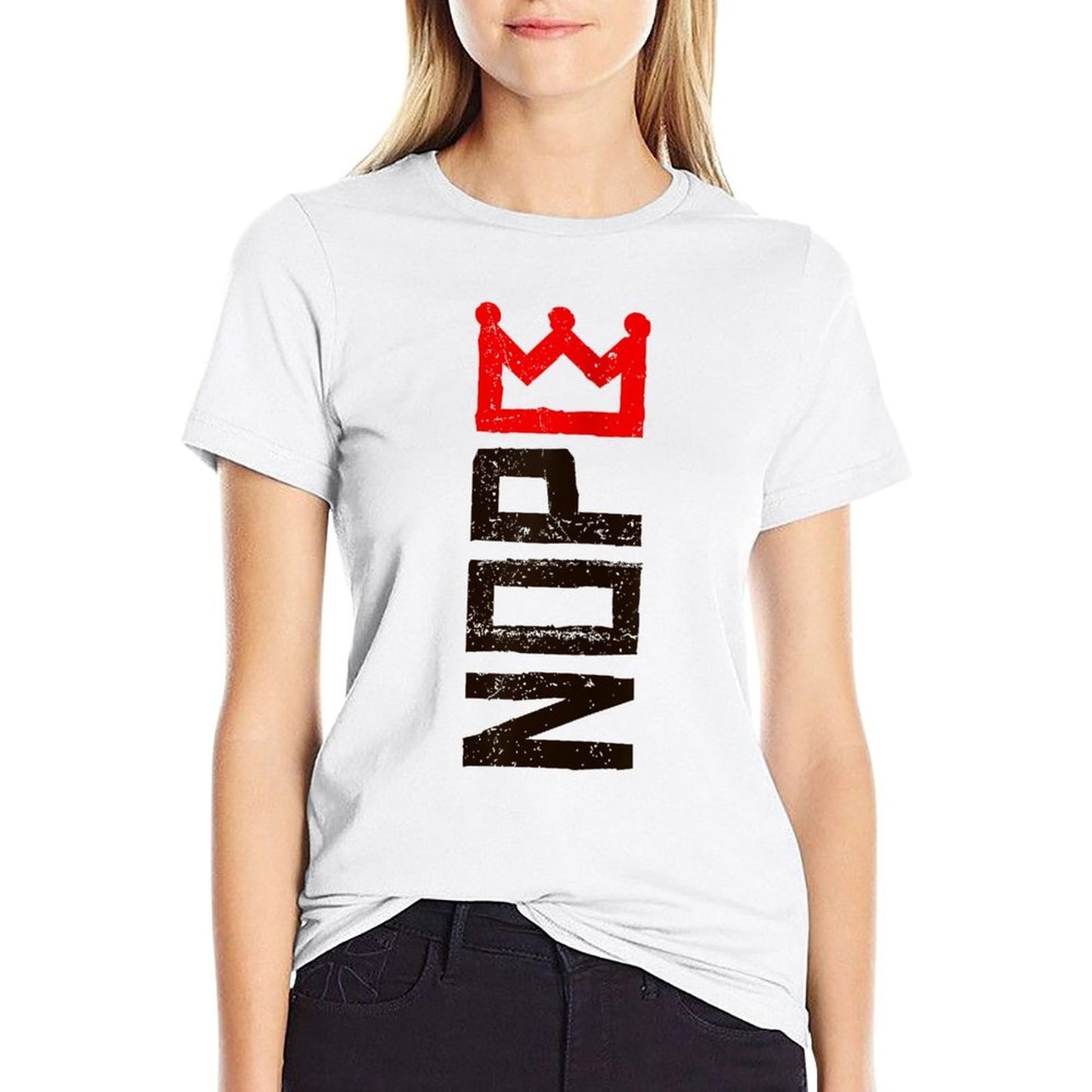 Womens Nope No Kings Protest Sign Vertical Rolled Sleeves T-Shirt