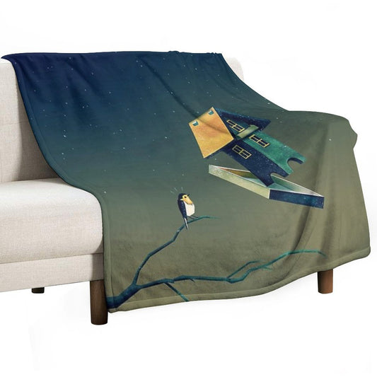 Flying Bird...house Throw Blanket