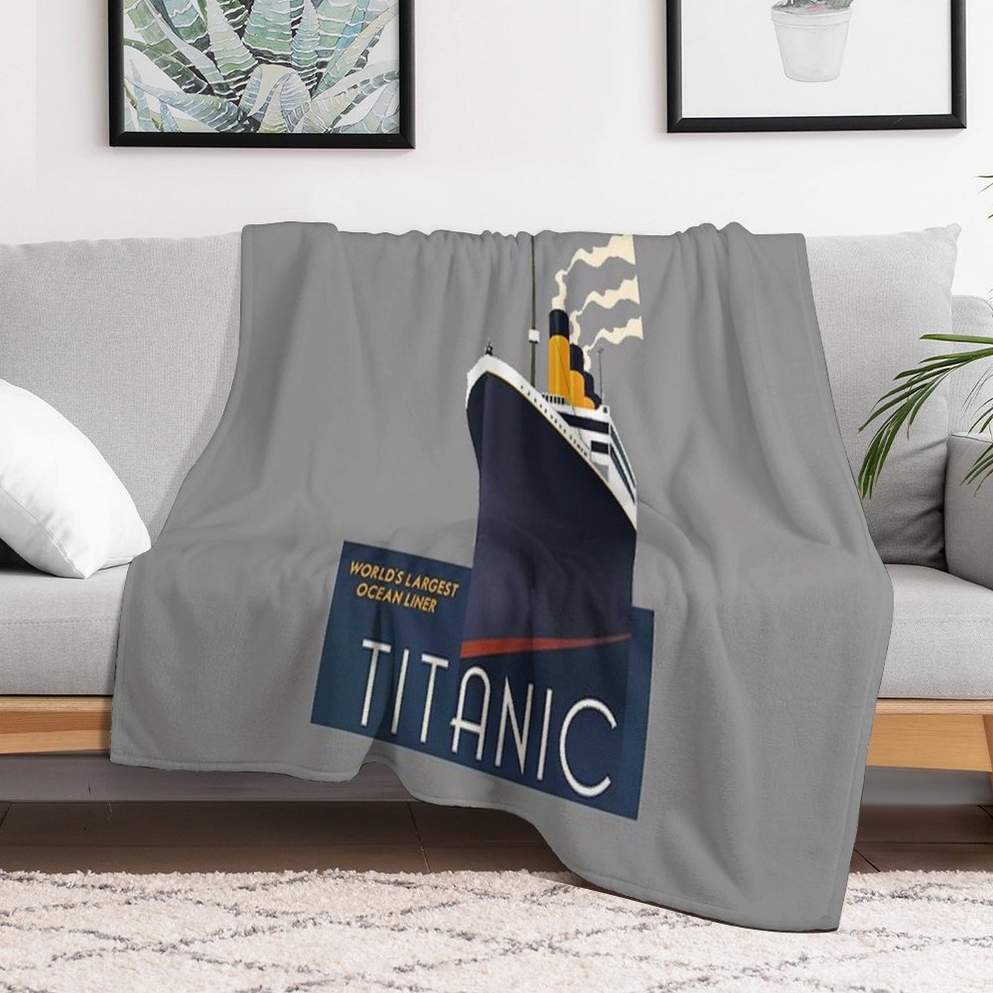 Titanic Sinking Vintage Poster Cruise Ship Atlantic Ocean Voyage Throw Blanket